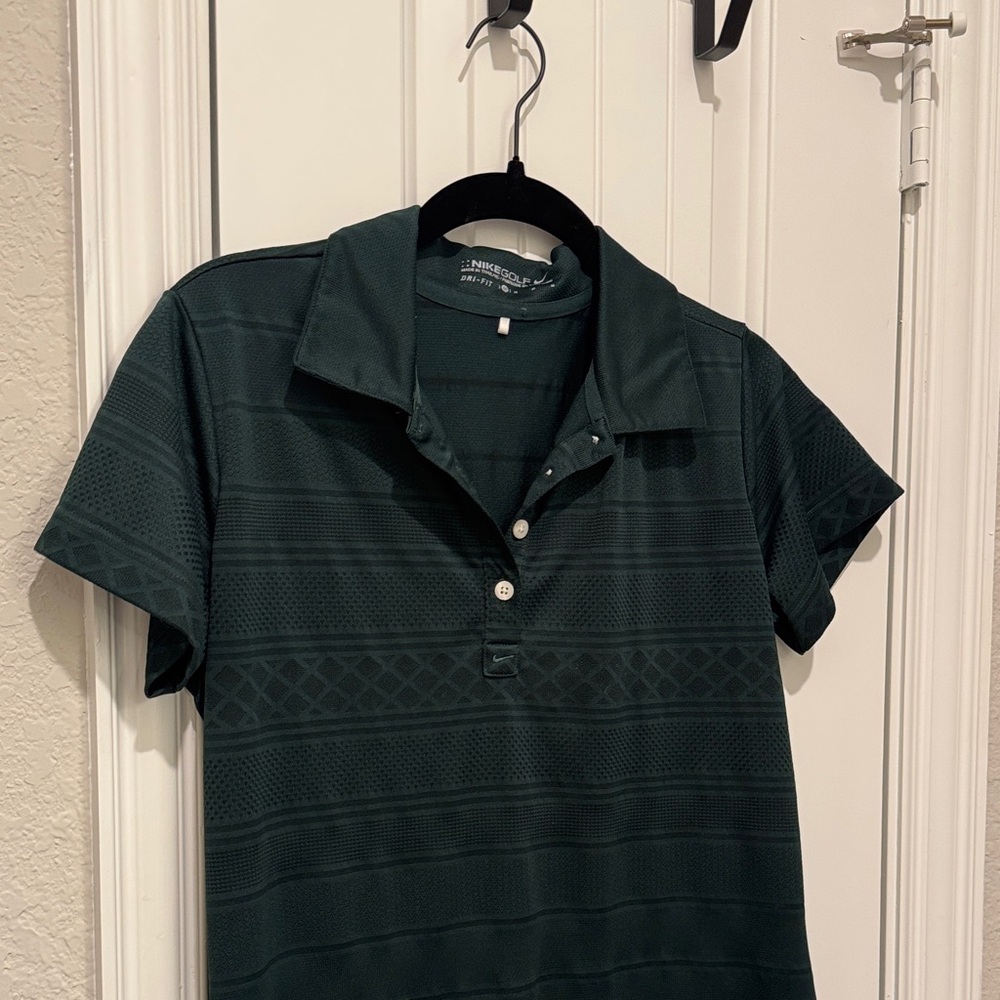 Nike Golf Dri-Fit Forest Green Patterned Button Down Shirt